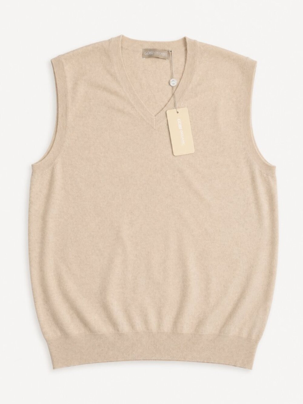 GOBI Organic Mongolia Cashmere Vest Men’s 2XL Beige V-Neck NWT